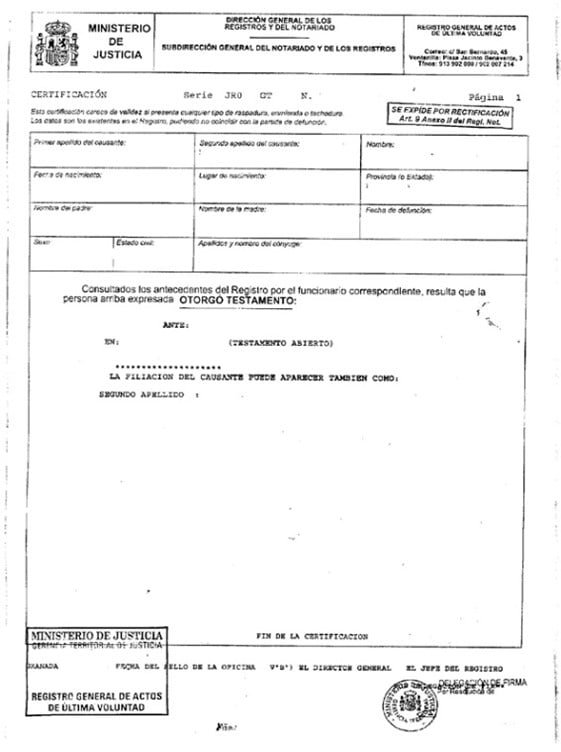 Herencias paso a paso 2 (Modelo de certificado de últimas voluntades)